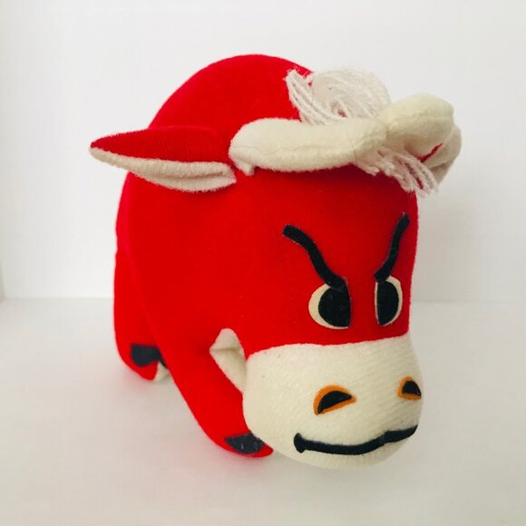 Vtg Dakin Dream Pets Bull Steer Red Velveteen Plush Stuffed Animal 1950s-1960s - Picture 2 of 9